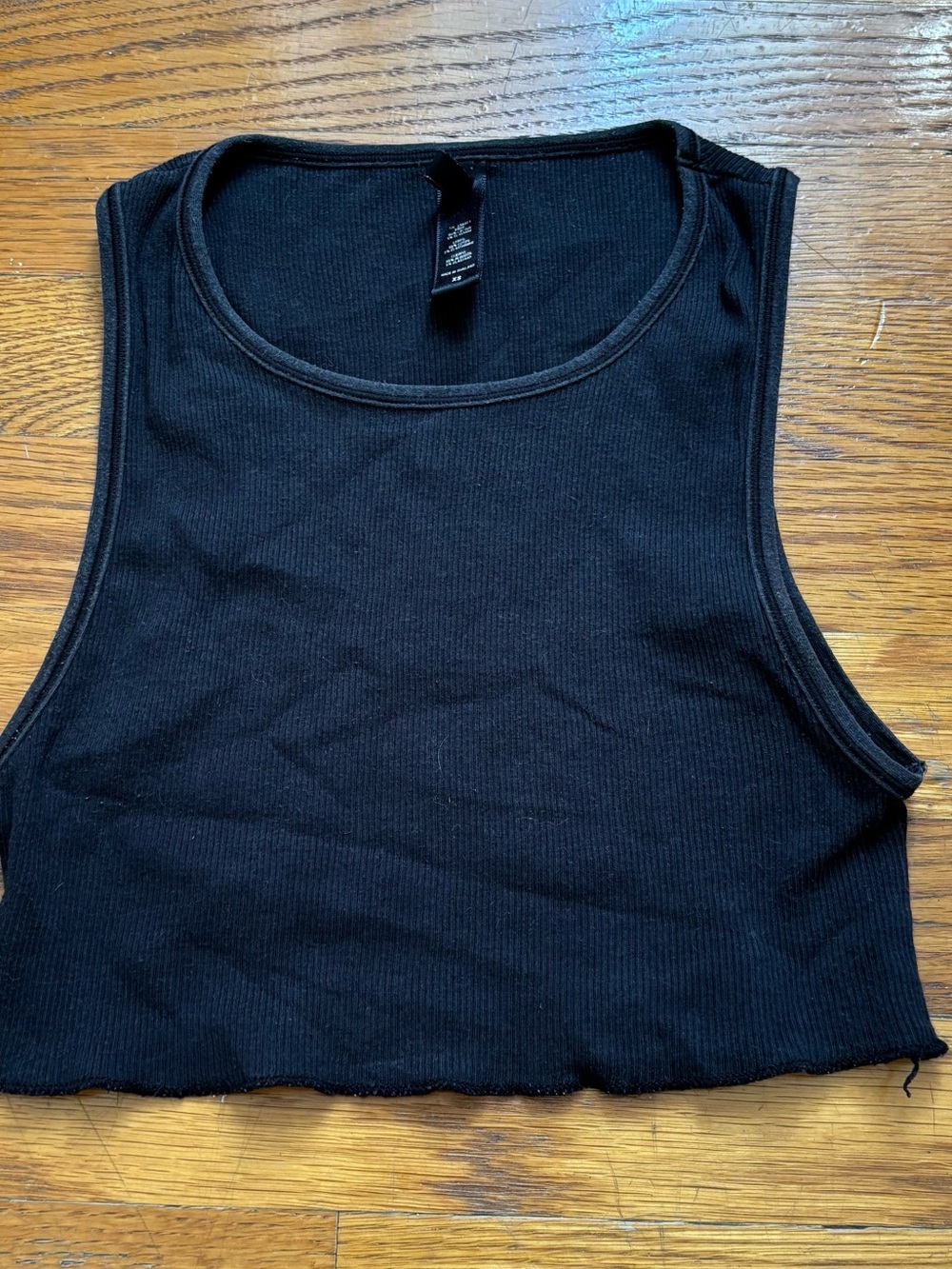 Skims Black Ribbed Crop Tank Top - Women's Sleeveless Top
